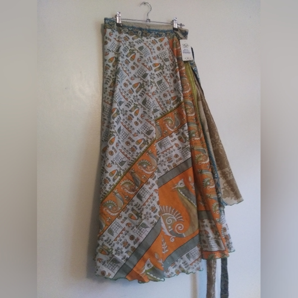 NWT plus size reversible sari wrap skirt ankle length long